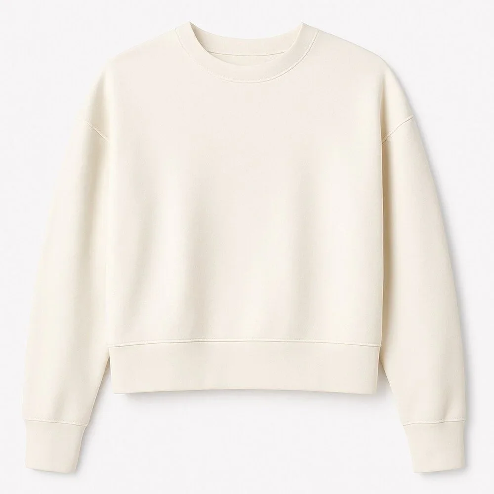 L’AGENCE Luvia Ivory Cropped Sweatshirt Rare Sold-Out Icon New With Tags Medium - Picture 3 of 16